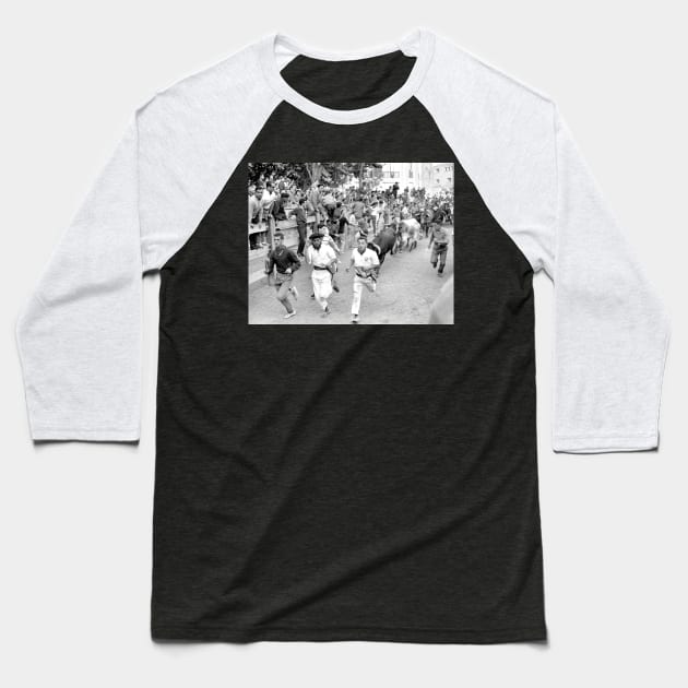 Pamplona Spain Running of the Bulls Baseball T-Shirt by In Memory of Jerry Frank